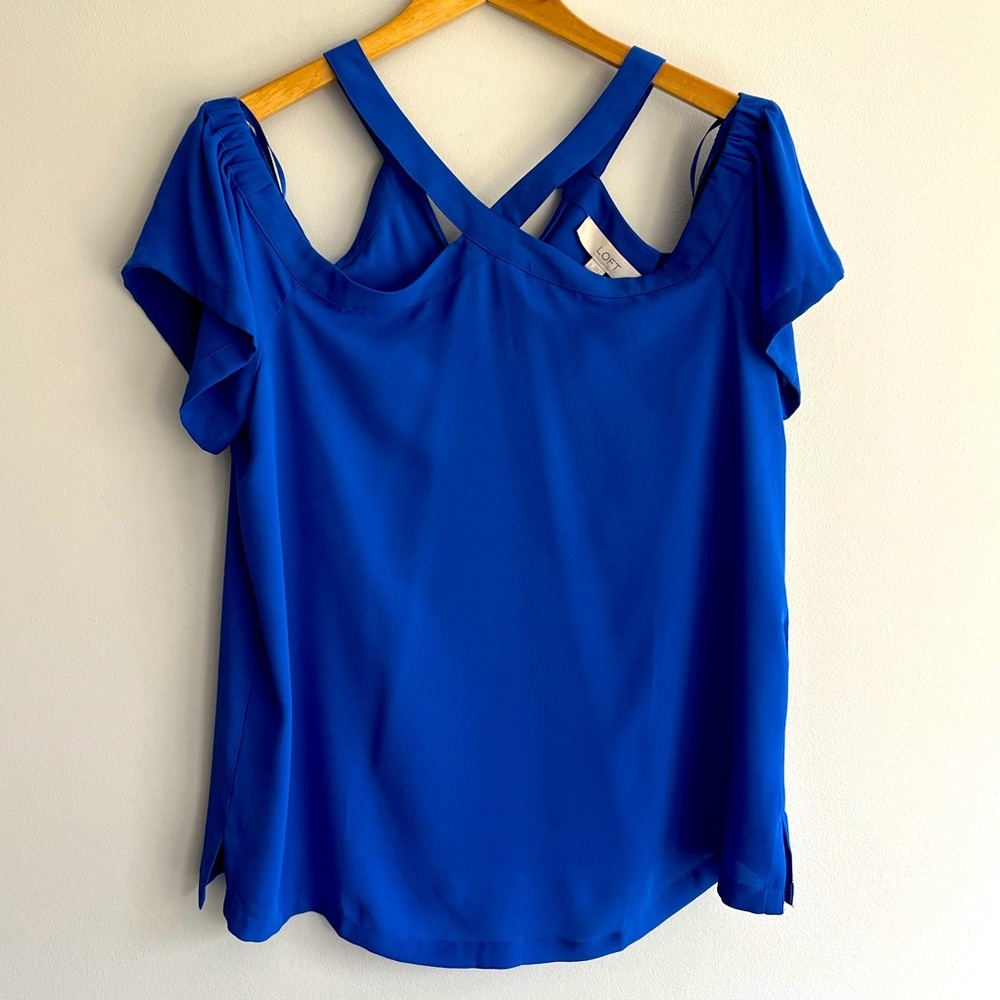 Loft Blue Cold Shoulder Women's Top size S